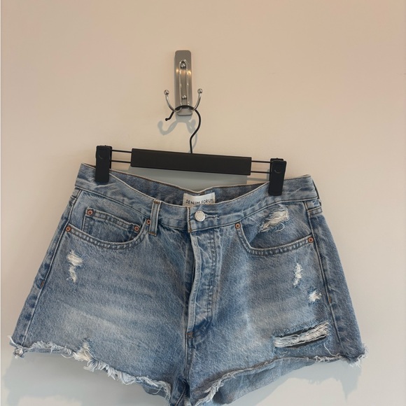 Denim Forum Pants - Denim Forum Light Blue Distressed Ex Boyfriend High Rise Shorts